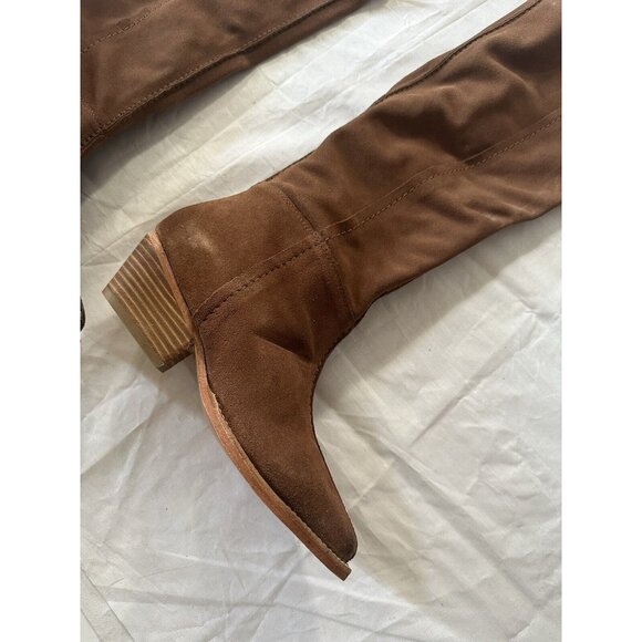 Free People Sway Slouch Boots Blush Suede Brown Western - Picture 3 of 5